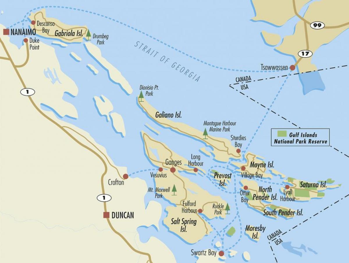 kaart lahe saared bc kanada