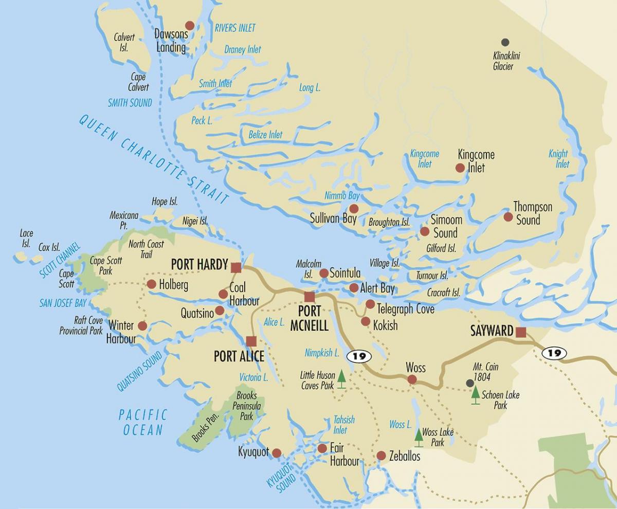Kaart north vancouver island