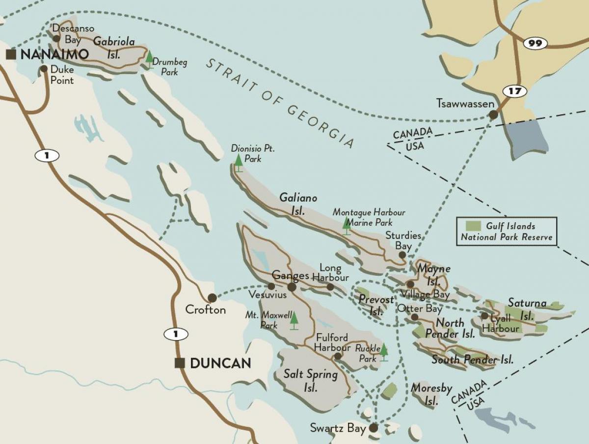 kaart vancouveri saar ja lahe saared