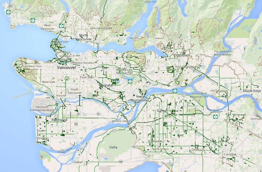 Kaart metro vancouver rattasõit
