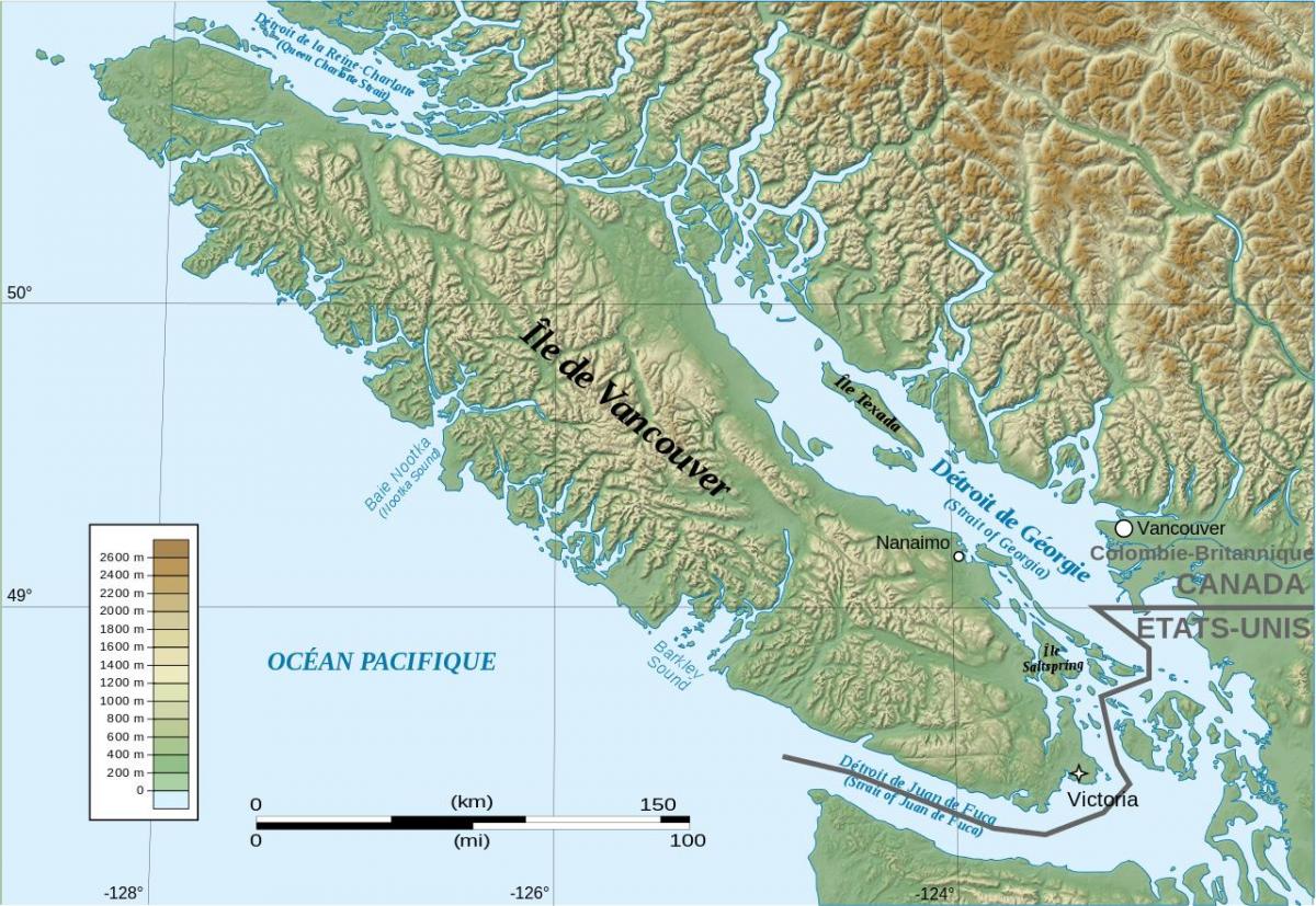 Kaart, topograafilised vancouver island