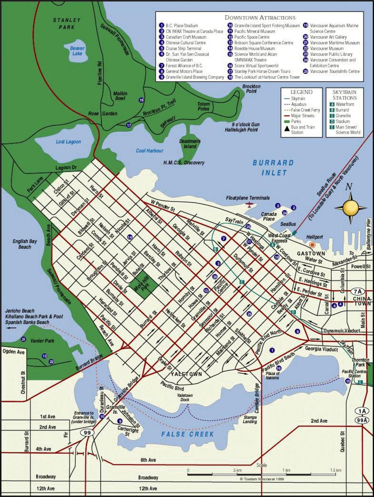 Kaart vancouver city centre
