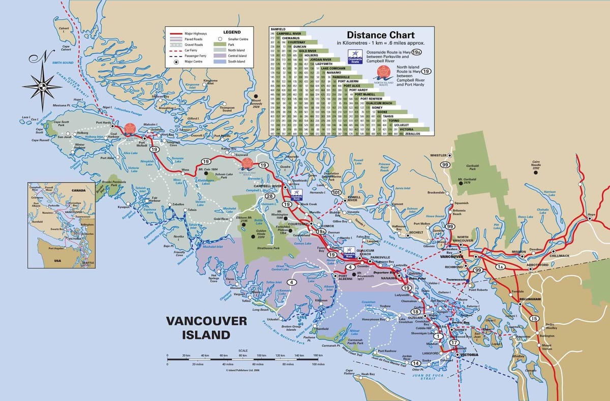 vancouver island maanteel kaart