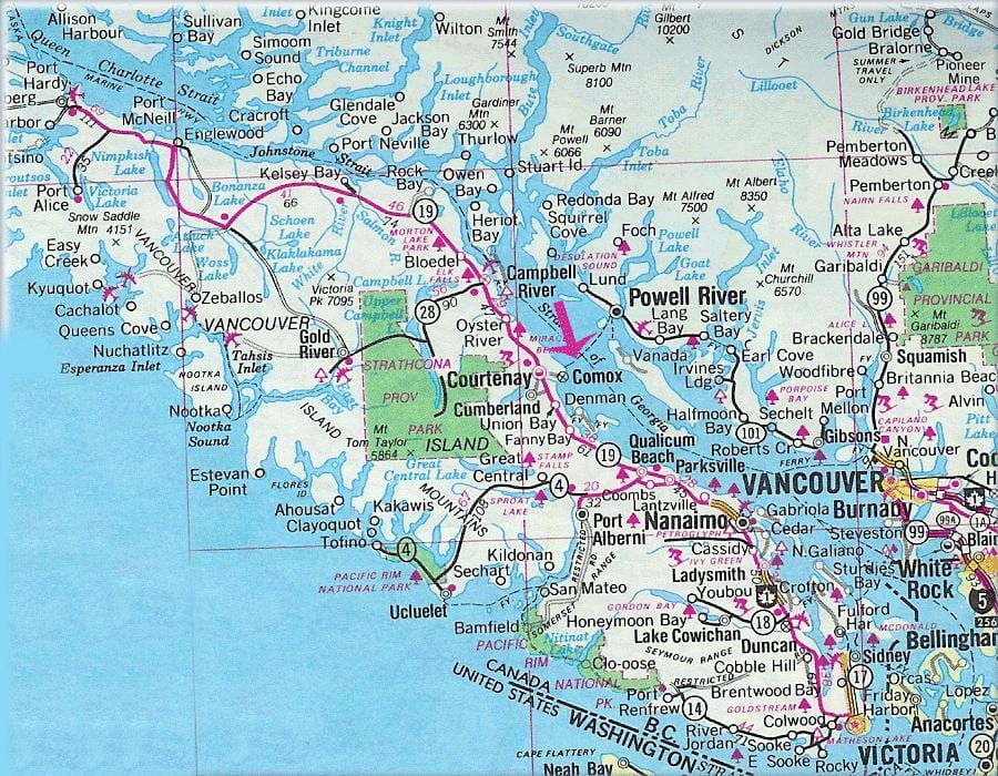 Kaart vancouver island järved