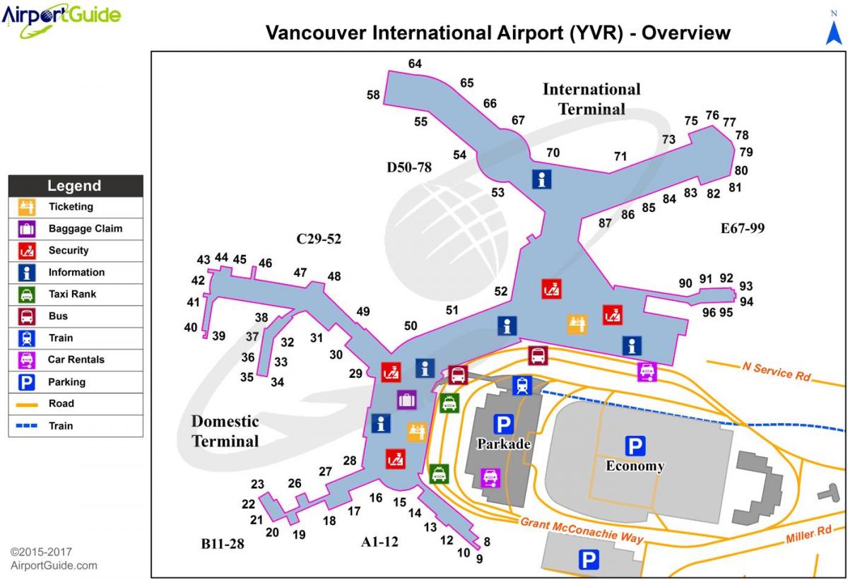 vancouver airport väljumised kaart