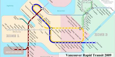 Vancouver skytrain tsooni kaarti