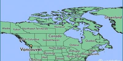 Kaart kanadas, mis näitab vancouver